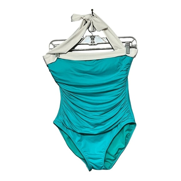 Lauren Ralph Lauren Tummy-Control Halter Swimsuit Ruched One Piece Beachwear - Picture 3 of 7